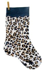 Showman Ostrich Cuff Cowhide Christmas Stocking - Ivory Leopard