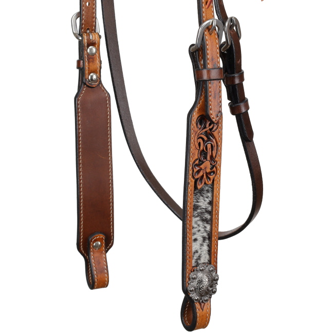 Showman Gilded Prairie Argentina Cow Leather Browband Headstall #2