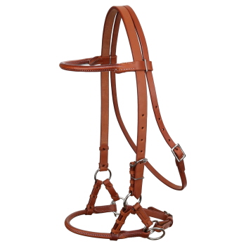 Showman Argentina Cow Leather Side Pull with Rolled Leather Nose