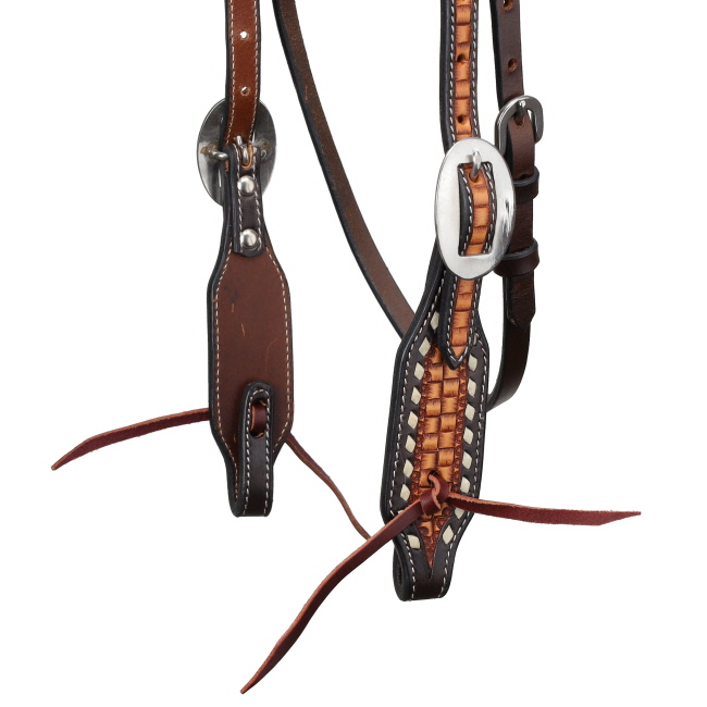 Showman Plains Patch Argentina Cow Leather Browband Headstall #2