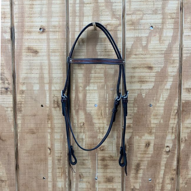 Showman Midnight Flora - Argentina Cow Leather Browband Headstall #2