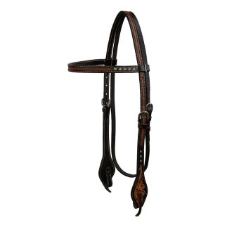 Showman Midnight Flora - Argentina Cow Leather Browband Headstall