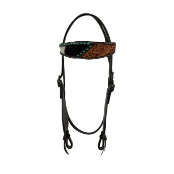 Showman Floral Tool and Hide - Argentina Cow Leather Browband Headstall