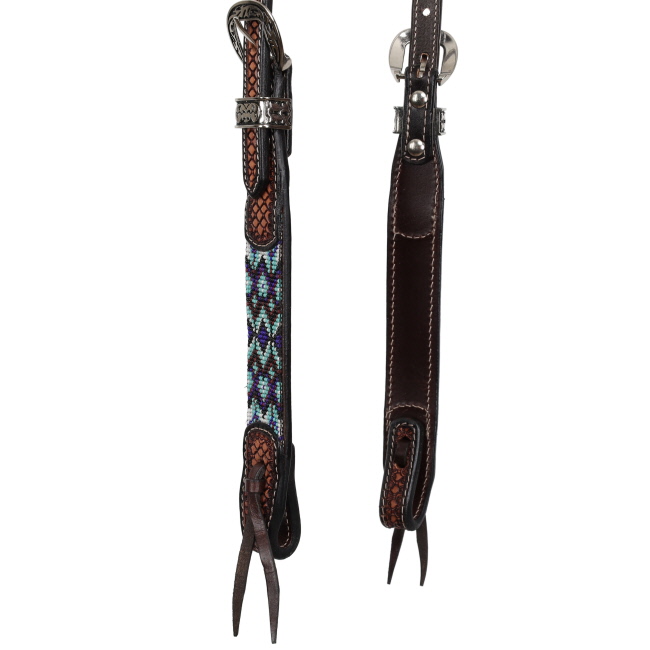 Showman Navajo Nights Argentina Cow Leather Beaded One Ear Headstall #3