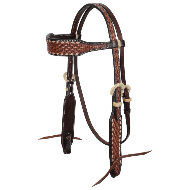 Showman Diamond Stitch Argentina Cow Leather Browband Headstall
