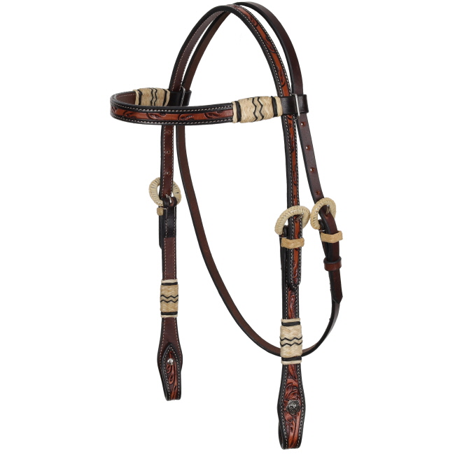 Showman Prairie Oak Argentina Cow Leather Browband Headstall