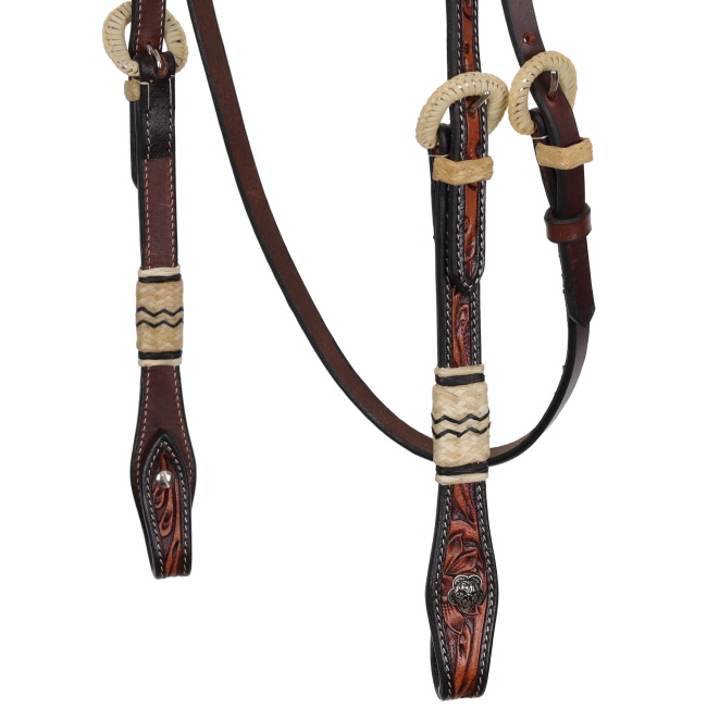 Showman Prairie Oak Argentina Cow Leather Browband Headstall #2