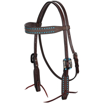 Showman Midnight Jewel Argentina Cow Leather Browband Headstall