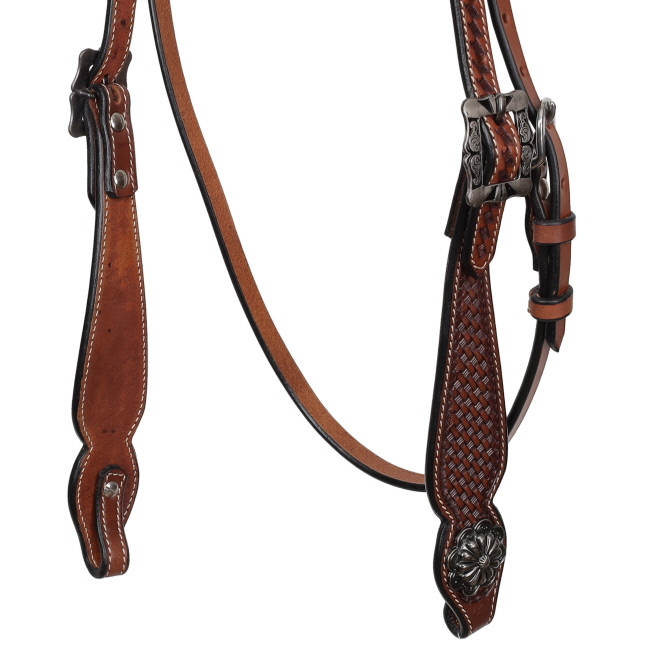 Showman Classic Basket Argentina Cow Leather Browband Headstall #2