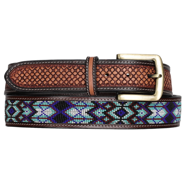 Showman Navajo Nights Argentina Cow Leather Beaded Belt