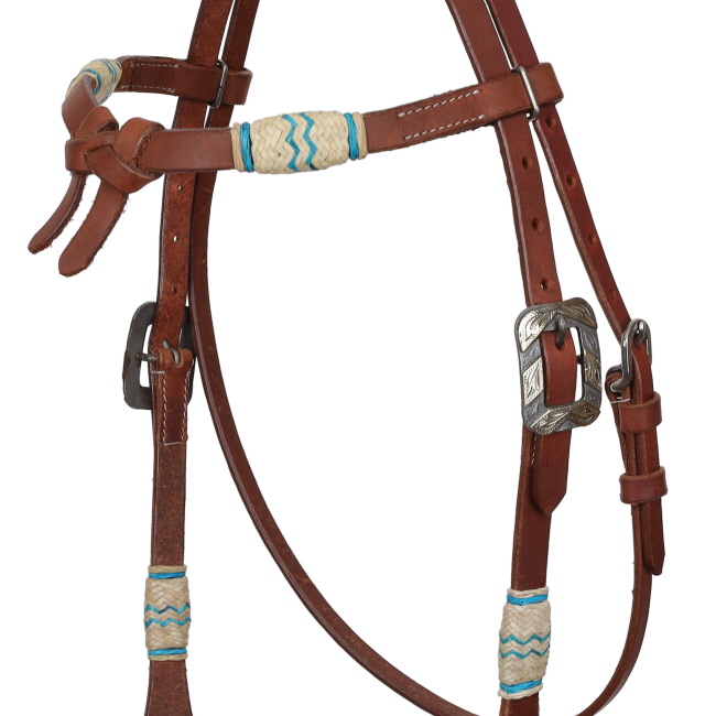 Showman Aqua Rawhide Argentina Cow Leather Futurity Knot Headstall #2