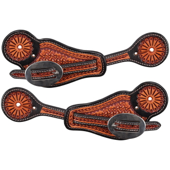 Showman Men's Prairie Maze Argentina Cow Leather Spur Straps