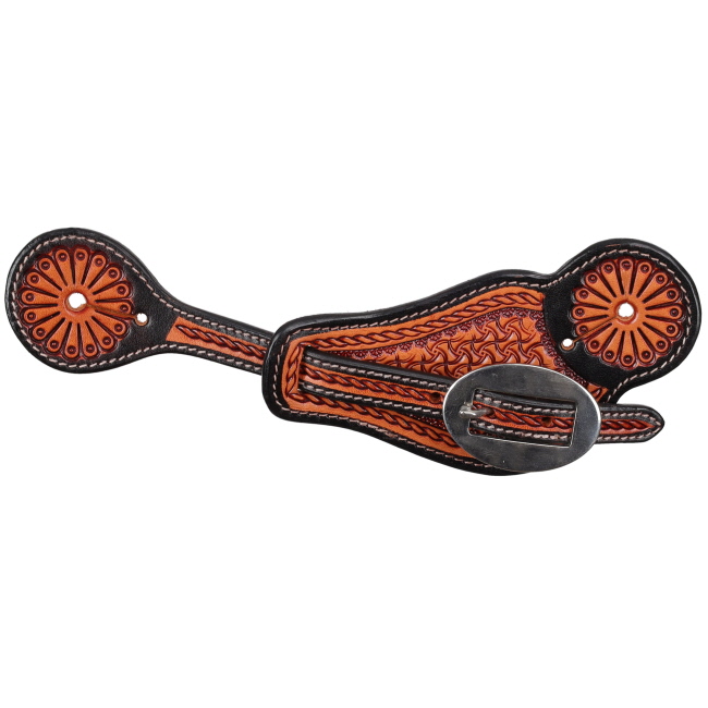 Showman Men's Prairie Maze Argentina Cow Leather Spur Straps #2