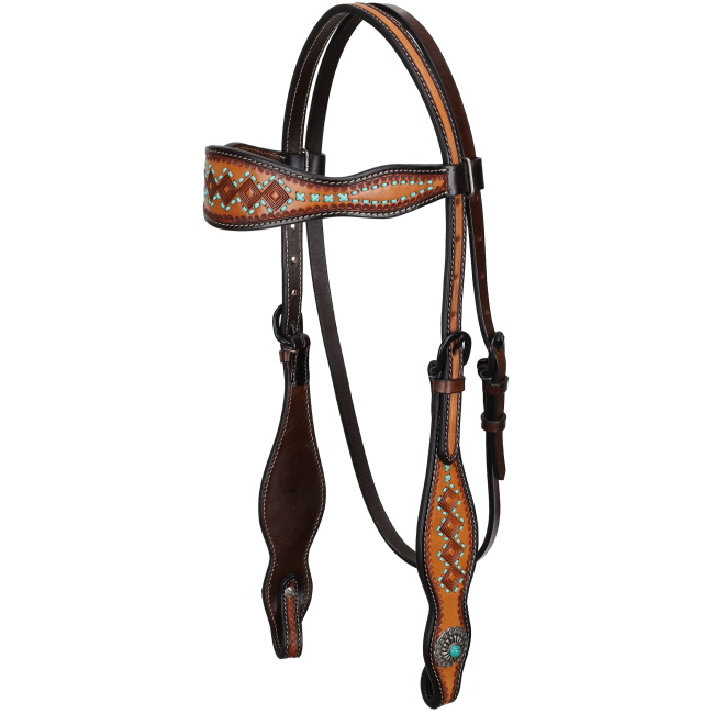 Showman Sierra Diamond Argentina Cow Leather Browband Headstall
