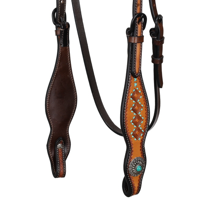 Showman Sierra Diamond Argentina Cow Leather Browband Headstall #2