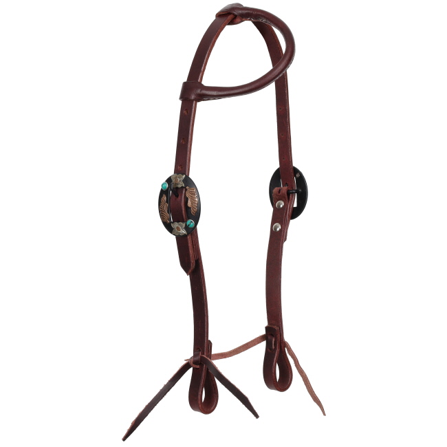Showman Western Grace Argentina Cow Leather One Ear Headstall - Mini/Small Pony