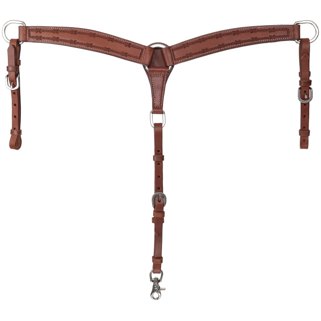 Showman Barbwire Argentina Cow Leather Breastcollar - Mini/Small Pony