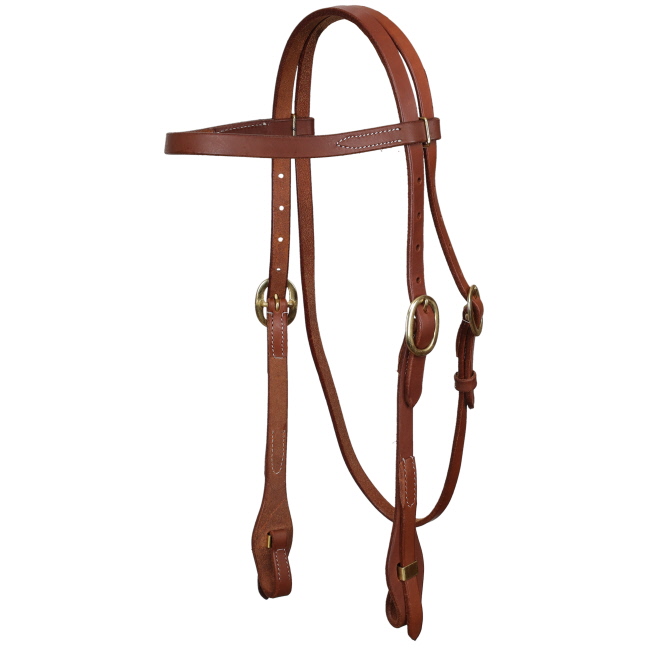 Showman Argentina Cow Leather Browband Headstall with Brass Hardware