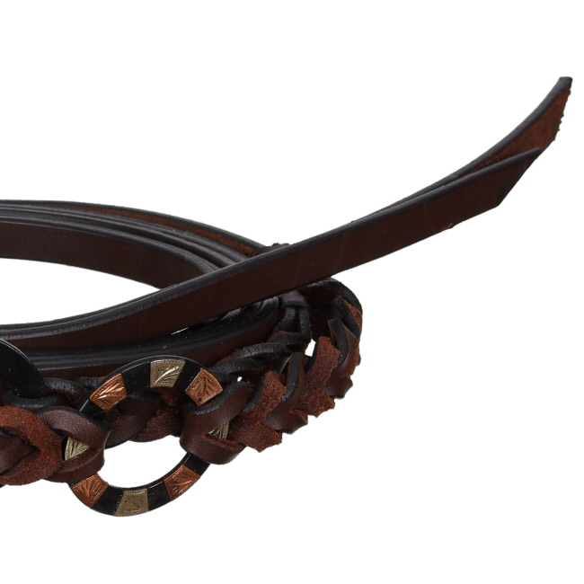 Showman 8' Argentina Cow Leather Braided & Ring Split Reins #3