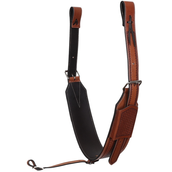 Showman Argentina Cow Leather Basket Tooled Backrigging - 4"