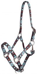 Showman Premium Nylon Horse Sized Halter with Geometric Design.AVERAGE HORSE SIZE 800-1100LBS