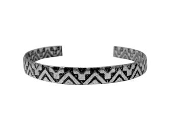 Southwestern Engraved Silver Tone Cuff Bangle