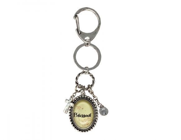 "Blessed" Silver Concho Keychain