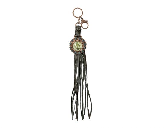 Copper Concho Fringe Keychain with Cactus