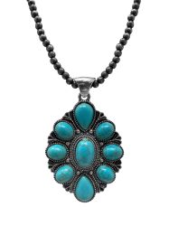 Teal Concho Pendant Metallic Navajo Pearl Necklace