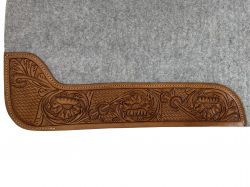 30" x 32" Contoured Felt Saddle Pad with Tooled Top Grain Wear Leathers #2