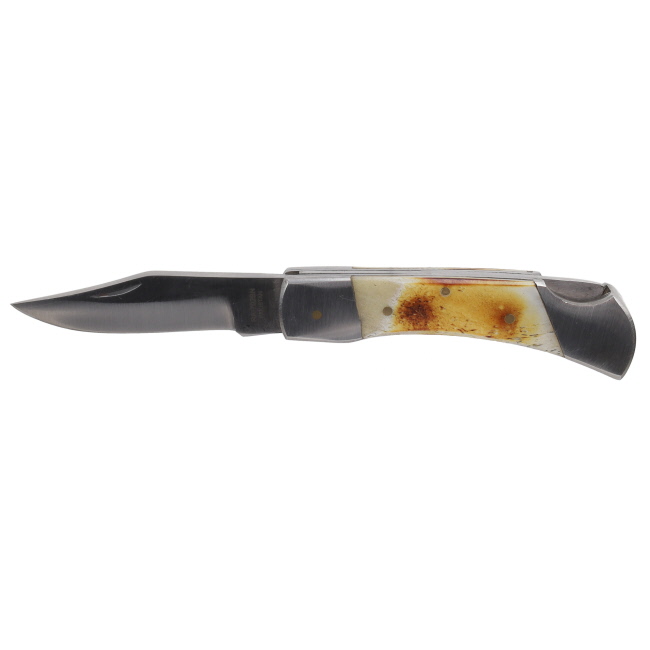 Bone Handle Lockback Pocket Knife with Sheath #2