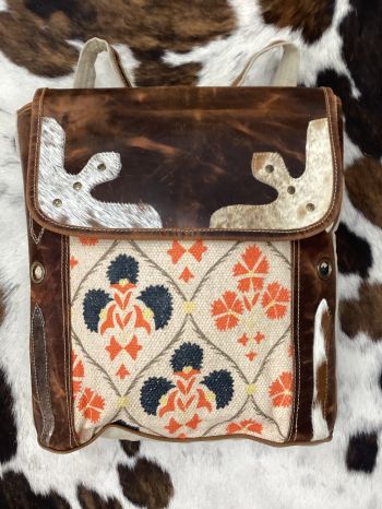 Klassy Cowgirl Coral Blooms Upcycled Backpack Bag #3