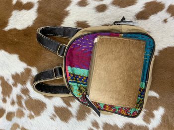 Klassy Cowgirl Vibrant Retro Upcycled Backpack Bag #4