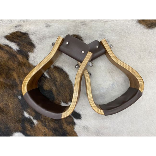 Showman Polished Ashwood Wooden Stirrups #3