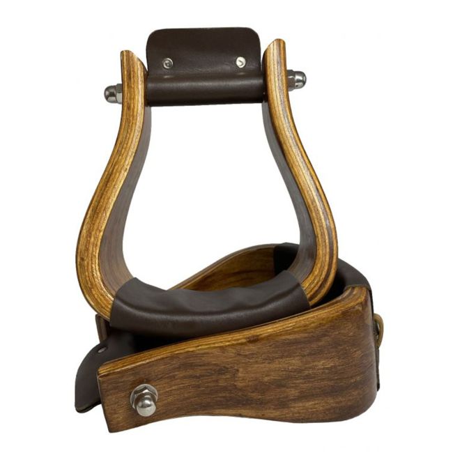 Showman Polished Solid Oak Wooden Stirrups #2