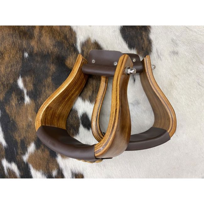 Showman Polished Solid Oak Wooden Stirrups #3