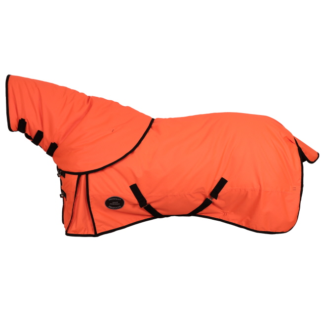 Showman 600D Orange Waterproof and Breathable Turnout Blanket with Detachable Neck