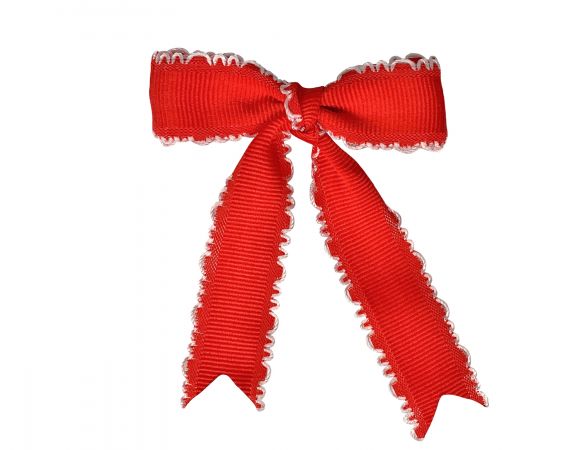 Red and White Laced Christmas Bow