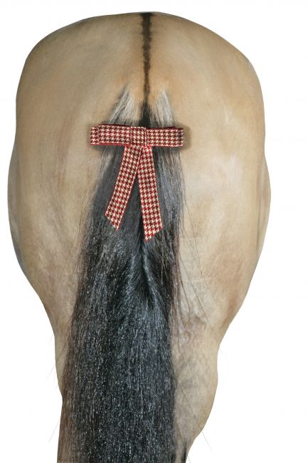 Red and White Pattern Christmas Tail Bow #2