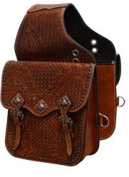 Showman Tooled leather saddle bag with antique copper hardware