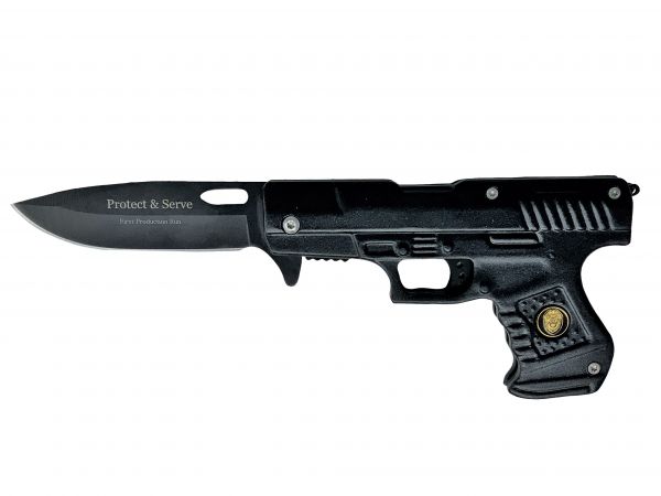 8" Pistol Design Knife, with Black Blade