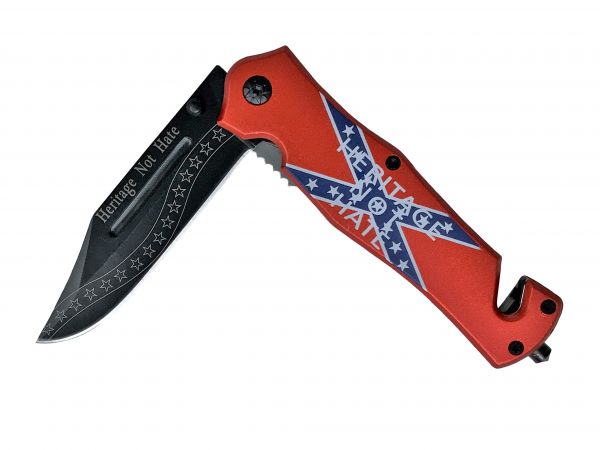 "Heritage not Hate" Tactical Folder Spring Assisted 8" Dixie Flag Knife