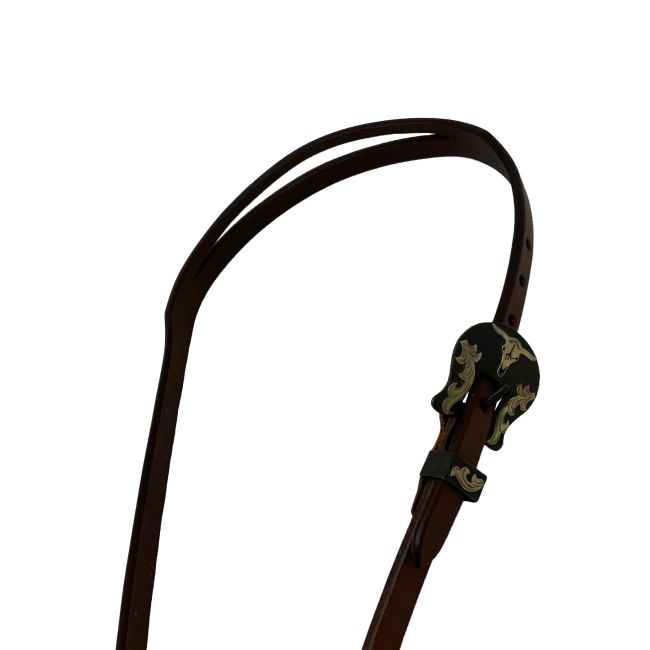 Showman Oiled Harness Split Ear Headstall With Heritage Steer Buckle #2