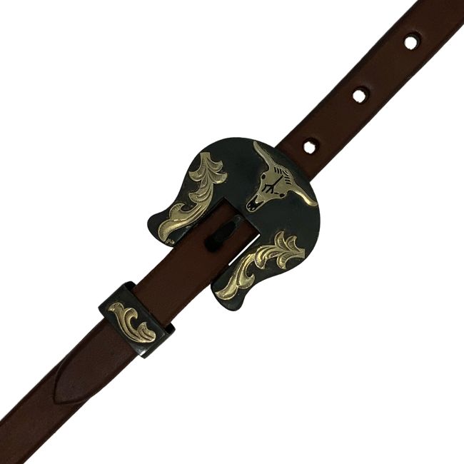 Showman Oiled Harness Split Ear Headstall With Heritage Steer Buckle #3