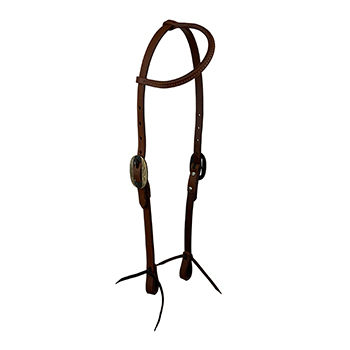 Showman Oiled Harness Single Ear Headstall With Silver Oval Buckle