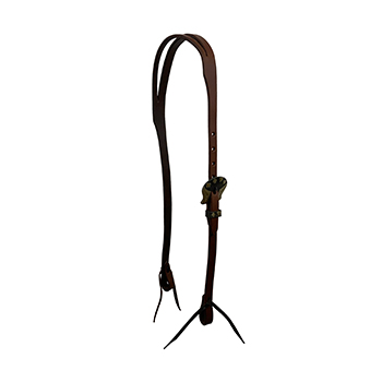 Showman Oiled Harness Split Ear Headstall With Cowboy Gambler Buckle