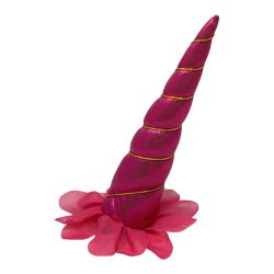 6" Metallic pink clip-on unicorn horn with gold lacing