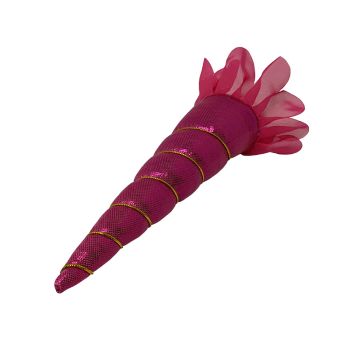 6" Metallic Pink Clip-On Unicorn Horn with Gold Lacing #3