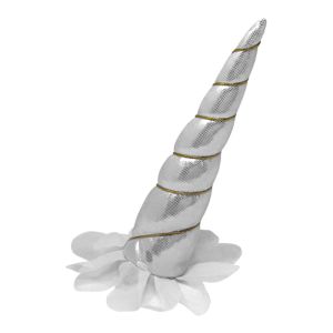 6" White clip-on unicorn horn with metallic lacing #2
