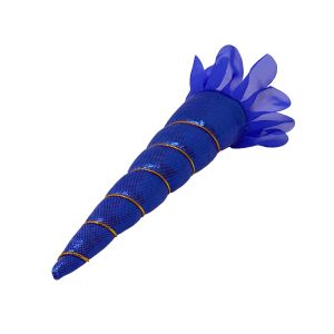 6" Metallic blue clip-on unicorn horn with gold lacing #3
